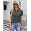 image:imageMAGCOMSEN Womens Polo Shirts Cotton 3Button Short Sleeve Collared Tops Summer Cool Shirt Uniform Casual ShirtsDark Grey