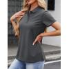 image:imageMAGCOMSEN Womens Polo Shirts Cotton 3Button Short Sleeve Collared Tops Summer Cool Shirt Uniform Casual ShirtsDark Grey