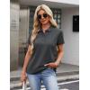 image:imageMAGCOMSEN Womens Polo Shirts Cotton 3Button Short Sleeve Collared Tops Summer Cool Shirt Uniform Casual ShirtsDark Grey