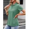 image:imageMAGCOMSEN Womens Polo Shirts Cotton 3Button Short Sleeve Collared Tops Summer Cool Shirt Uniform Casual ShirtsGrey Green