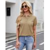 image:imageMAGCOMSEN Womens Polo Shirts Cotton 3Button Short Sleeve Collared Tops Summer Cool Shirt Uniform Casual ShirtsKhaki