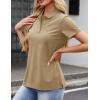 image:imageMAGCOMSEN Womens Polo Shirts Cotton 3Button Short Sleeve Collared Tops Summer Cool Shirt Uniform Casual ShirtsKhaki