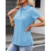 image:imageMAGCOMSEN Womens Polo Shirts Cotton 3Button Short Sleeve Collared Tops Summer Cool Shirt Uniform Casual ShirtsWaterfall Blue