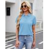 image:imageMAGCOMSEN Womens Polo Shirts Cotton 3Button Short Sleeve Collared Tops Summer Cool Shirt Uniform Casual ShirtsWaterfall Blue