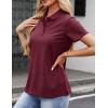image:imageMAGCOMSEN Womens Polo Shirts Cotton 3Button Short Sleeve Collared Tops Summer Cool Shirt Uniform Casual ShirtsWine Red