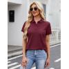 image:imageMAGCOMSEN Womens Polo Shirts Cotton 3Button Short Sleeve Collared Tops Summer Cool Shirt Uniform Casual ShirtsWine Red
