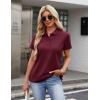 image:imageMAGCOMSEN Womens Polo Shirts Cotton 3Button Short Sleeve Collared Tops Summer Cool Shirt Uniform Casual ShirtsWine Red