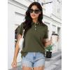 image:imageMAGCOMSEN Womens Polo Shirts Cotton Short Sleeve Shirt 3 Buttons Collared Shirts Summer Casual Wicking Golf TopsArmy Green