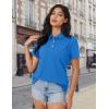 image:imageMAGCOMSEN Womens Polo Shirts Cotton Short Sleeve Shirt 3 Buttons Collared Shirts Summer Casual Wicking Golf TopsAzure