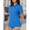 image:imageMAGCOMSEN Womens Polo Shirts Cotton Short Sleeve Shirt 3 Buttons Collared Shirts Summer Casual Wicking Golf TopsAzure