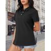 image:imageMAGCOMSEN Womens Polo Shirts Cotton Short Sleeve Shirt 3 Buttons Collared Shirts Summer Casual Wicking Golf TopsBlack