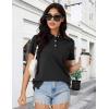 image:imageMAGCOMSEN Womens Polo Shirts Cotton Short Sleeve Shirt 3 Buttons Collared Shirts Summer Casual Wicking Golf TopsBlack
