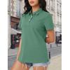 image:imageMAGCOMSEN Womens Polo Shirts Cotton Short Sleeve Shirt 3 Buttons Collared Shirts Summer Casual Wicking Golf TopsGrey Green