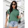 image:imageMAGCOMSEN Womens Polo Shirts Cotton Short Sleeve Shirt 3 Buttons Collared Shirts Summer Casual Wicking Golf TopsGrey Green
