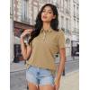 image:imageMAGCOMSEN Womens Polo Shirts Cotton Short Sleeve Shirt 3 Buttons Collared Shirts Summer Casual Wicking Golf TopsKhaki