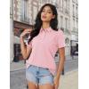 image:imageMAGCOMSEN Womens Polo Shirts Cotton Short Sleeve Shirt 3 Buttons Collared Shirts Summer Casual Wicking Golf TopsLightpink