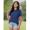 image:imageMAGCOMSEN Womens Polo Shirts Cotton Short Sleeve Shirt 3 Buttons Collared Shirts Summer Casual Wicking Golf TopsNavy
