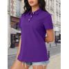 image:imageMAGCOMSEN Womens Polo Shirts Cotton Short Sleeve Shirt 3 Buttons Collared Shirts Summer Casual Wicking Golf TopsPurple