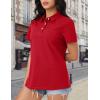 image:imageMAGCOMSEN Womens Polo Shirts Cotton Short Sleeve Shirt 3 Buttons Collared Shirts Summer Casual Wicking Golf TopsRed