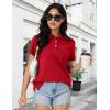 image:imageMAGCOMSEN Womens Polo Shirts Cotton Short Sleeve Shirt 3 Buttons Collared Shirts Summer Casual Wicking Golf TopsRed
