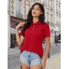image:imageMAGCOMSEN Womens Polo Shirts Cotton Short Sleeve Shirt 3 Buttons Collared Shirts Summer Casual Wicking Golf TopsRed