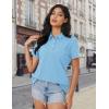 image:imageMAGCOMSEN Womens Polo Shirts Cotton Short Sleeve Shirt 3 Buttons Collared Shirts Summer Casual Wicking Golf TopsWaterfall Blue