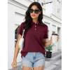 image:imageMAGCOMSEN Womens Polo Shirts Cotton Short Sleeve Shirt 3 Buttons Collared Shirts Summer Casual Wicking Golf TopsWine Red