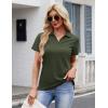 image:imageMAGCOMSEN Womens Polo Shirts Cotton Short Sleeve VNeck Collared Tops Golf Shirt Work Casual Summer TeeArmy Green