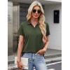 image:imageMAGCOMSEN Womens Polo Shirts Cotton Short Sleeve VNeck Collared Tops Golf Shirt Work Casual Summer TeeArmy Green