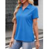 image:imageMAGCOMSEN Womens Polo Shirts Cotton Short Sleeve VNeck Collared Tops Golf Shirt Work Casual Summer TeeAzure Blue