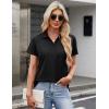 image:imageMAGCOMSEN Womens Polo Shirts Cotton Short Sleeve VNeck Collared Tops Golf Shirt Work Casual Summer TeeBlack