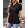 image:imageMAGCOMSEN Womens Polo Shirts Cotton Short Sleeve VNeck Collared Tops Golf Shirt Work Casual Summer TeeBlack