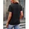 image:imageMAGCOMSEN Womens Polo Shirts Cotton Short Sleeve VNeck Collared Tops Golf Shirt Work Casual Summer TeeBlack