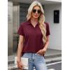 image:imageMAGCOMSEN Womens Polo Shirts Cotton Short Sleeve VNeck Collared Tops Golf Shirt Work Casual Summer TeeBurgundy