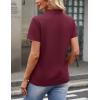 image:imageMAGCOMSEN Womens Polo Shirts Cotton Short Sleeve VNeck Collared Tops Golf Shirt Work Casual Summer TeeBurgundy