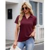 image:imageMAGCOMSEN Womens Polo Shirts Cotton Short Sleeve VNeck Collared Tops Golf Shirt Work Casual Summer TeeBurgundy