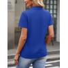 image:imageMAGCOMSEN Womens Polo Shirts Cotton Short Sleeve VNeck Collared Tops Golf Shirt Work Casual Summer TeeColor Blue