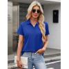 image:imageMAGCOMSEN Womens Polo Shirts Cotton Short Sleeve VNeck Collared Tops Golf Shirt Work Casual Summer TeeColor Blue