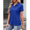 image:imageMAGCOMSEN Womens Polo Shirts Cotton Short Sleeve VNeck Collared Tops Golf Shirt Work Casual Summer TeeColor Blue