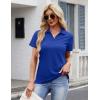 image:imageMAGCOMSEN Womens Polo Shirts Cotton Short Sleeve VNeck Collared Tops Golf Shirt Work Casual Summer TeeColor Blue