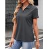 image:imageMAGCOMSEN Womens Polo Shirts Cotton Short Sleeve VNeck Collared Tops Golf Shirt Work Casual Summer TeeDark Gray
