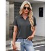 image:imageMAGCOMSEN Womens Polo Shirts Cotton Short Sleeve VNeck Collared Tops Golf Shirt Work Casual Summer TeeDark Gray