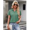 image:imageMAGCOMSEN Womens Polo Shirts Cotton Short Sleeve VNeck Collared Tops Golf Shirt Work Casual Summer TeeFerngreen
