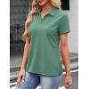 image:imageMAGCOMSEN Womens Polo Shirts Cotton Short Sleeve VNeck Collared Tops Golf Shirt Work Casual Summer TeeFerngreen