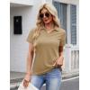 image:imageMAGCOMSEN Womens Polo Shirts Cotton Short Sleeve VNeck Collared Tops Golf Shirt Work Casual Summer TeeKhaki
