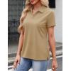 image:imageMAGCOMSEN Womens Polo Shirts Cotton Short Sleeve VNeck Collared Tops Golf Shirt Work Casual Summer TeeKhaki