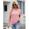image:imageMAGCOMSEN Womens Polo Shirts Cotton Short Sleeve VNeck Collared Tops Golf Shirt Work Casual Summer TeeLight Pink