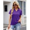 image:imageMAGCOMSEN Womens Polo Shirts Cotton Short Sleeve VNeck Collared Tops Golf Shirt Work Casual Summer TeePurple