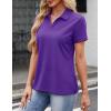 image:imageMAGCOMSEN Womens Polo Shirts Cotton Short Sleeve VNeck Collared Tops Golf Shirt Work Casual Summer TeePurple