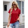 image:imageMAGCOMSEN Womens Polo Shirts Cotton Short Sleeve VNeck Collared Tops Golf Shirt Work Casual Summer TeeTomato Red